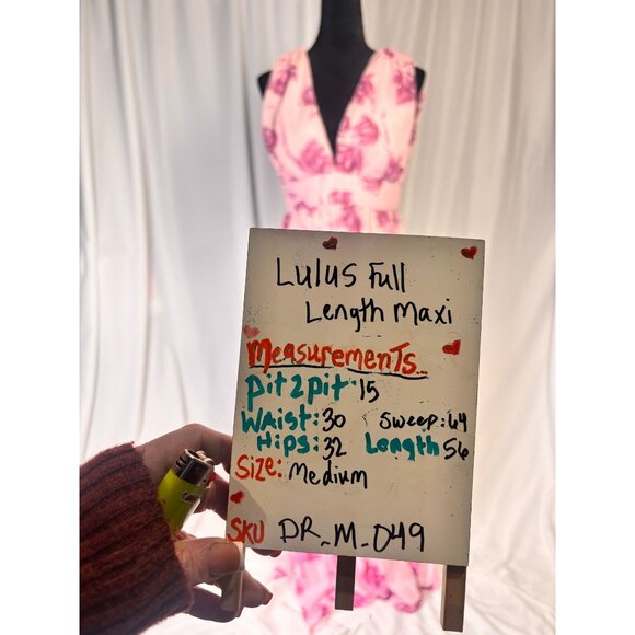 Lulus Pink Floral Romantic Maxi Dress With Deep V-Neck & Sleeveless Design Size - Picture 4 of 13